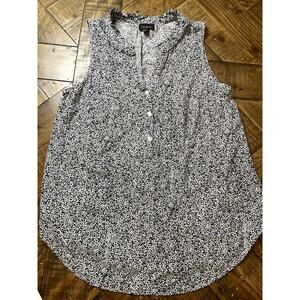 Talbots Black White Animal Print Viscose Blouse Small Style PH5090